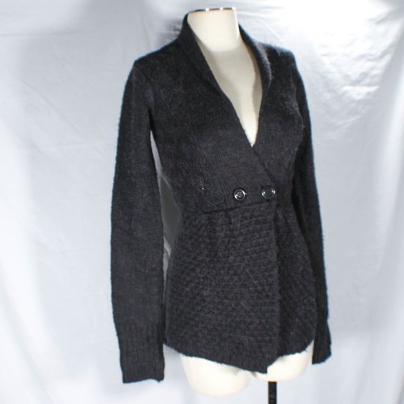 Vintage Y2K Max Azaria BCBG Alpaca Mohair Ash Gray Cardigan Copper Flecks - Picture 2 of 15